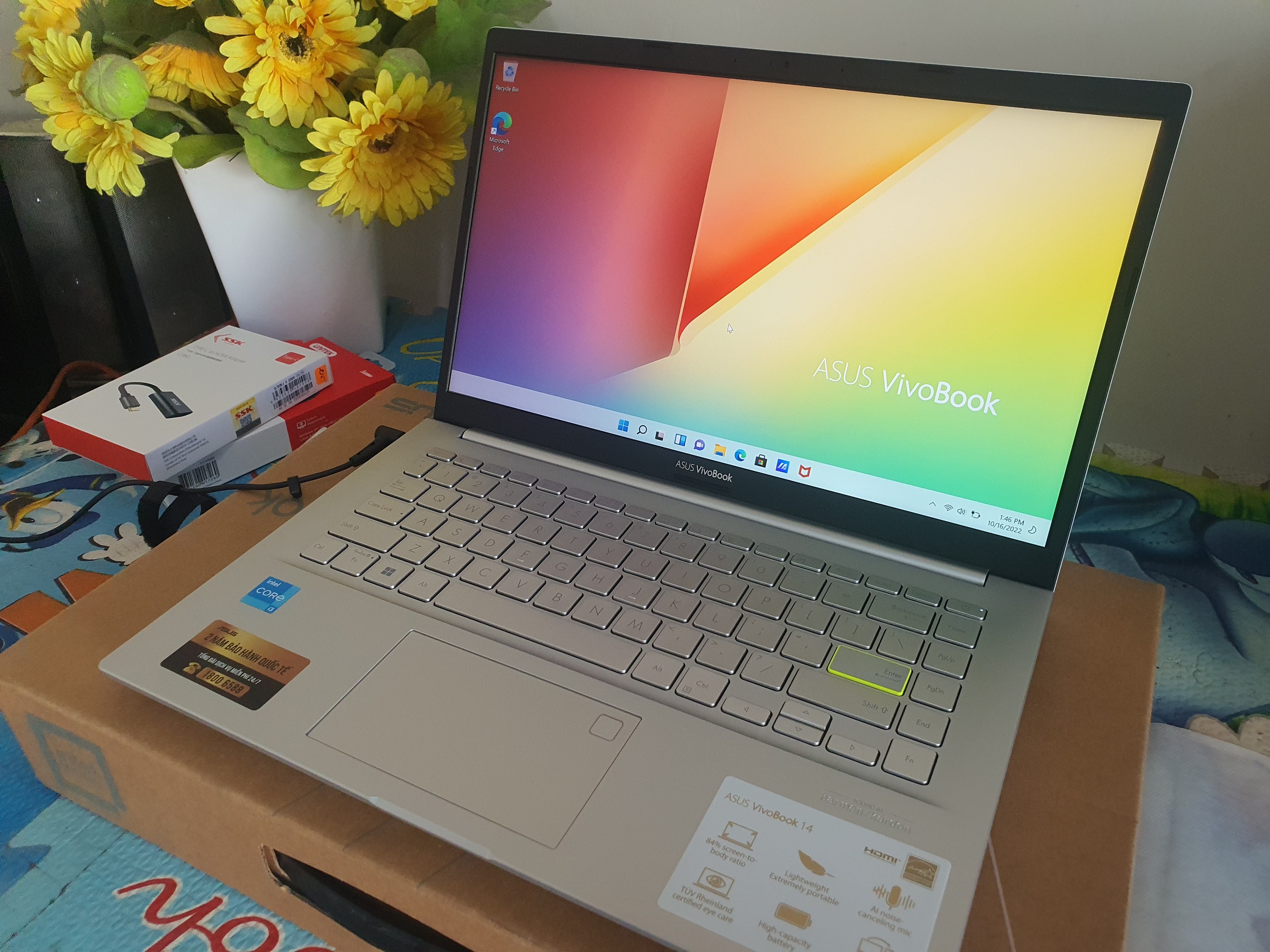 Máy tính xách tay Asus A415E: i3-1115G4/8GB/256GB SSD/UMA/14 FHD/FP/Win 11/Màu Bạc 1 Asus Vivobook A415E2 vitinhntdong