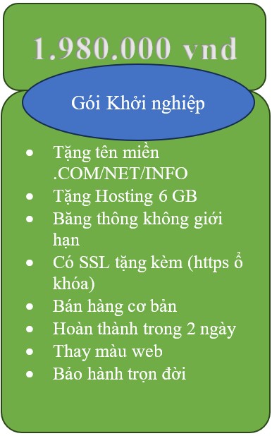 Gói thiết kế web Khởi nghiệp - NTDong - website đẹp giá rẻ