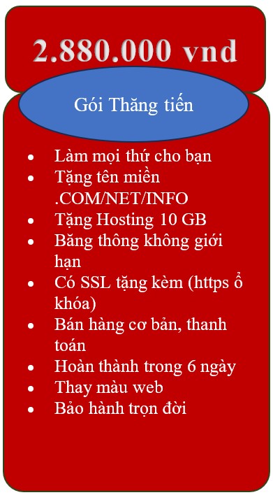 Gói thiết kế web Thăng tiến - NTDong - website đẹp giá rẻ